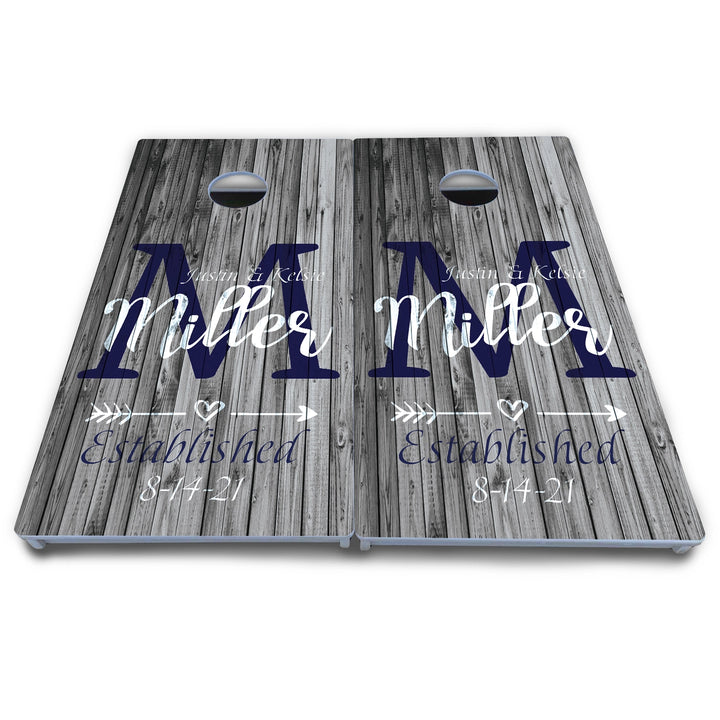 Grey Slat Wood Cornhole Boards - All Weather Series