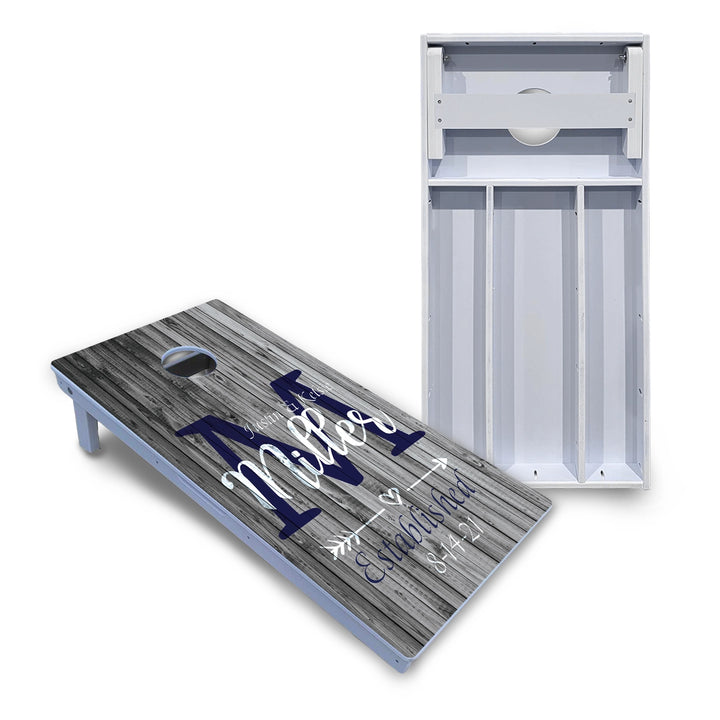 Grey Slat Wood Cornhole Boards - All Weather Series