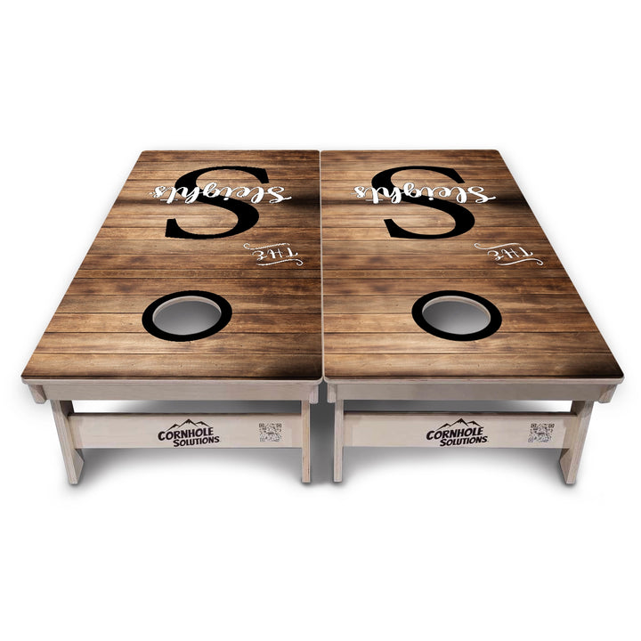 Rustic Wood Monogram Cornhole Boards – Tournament Series