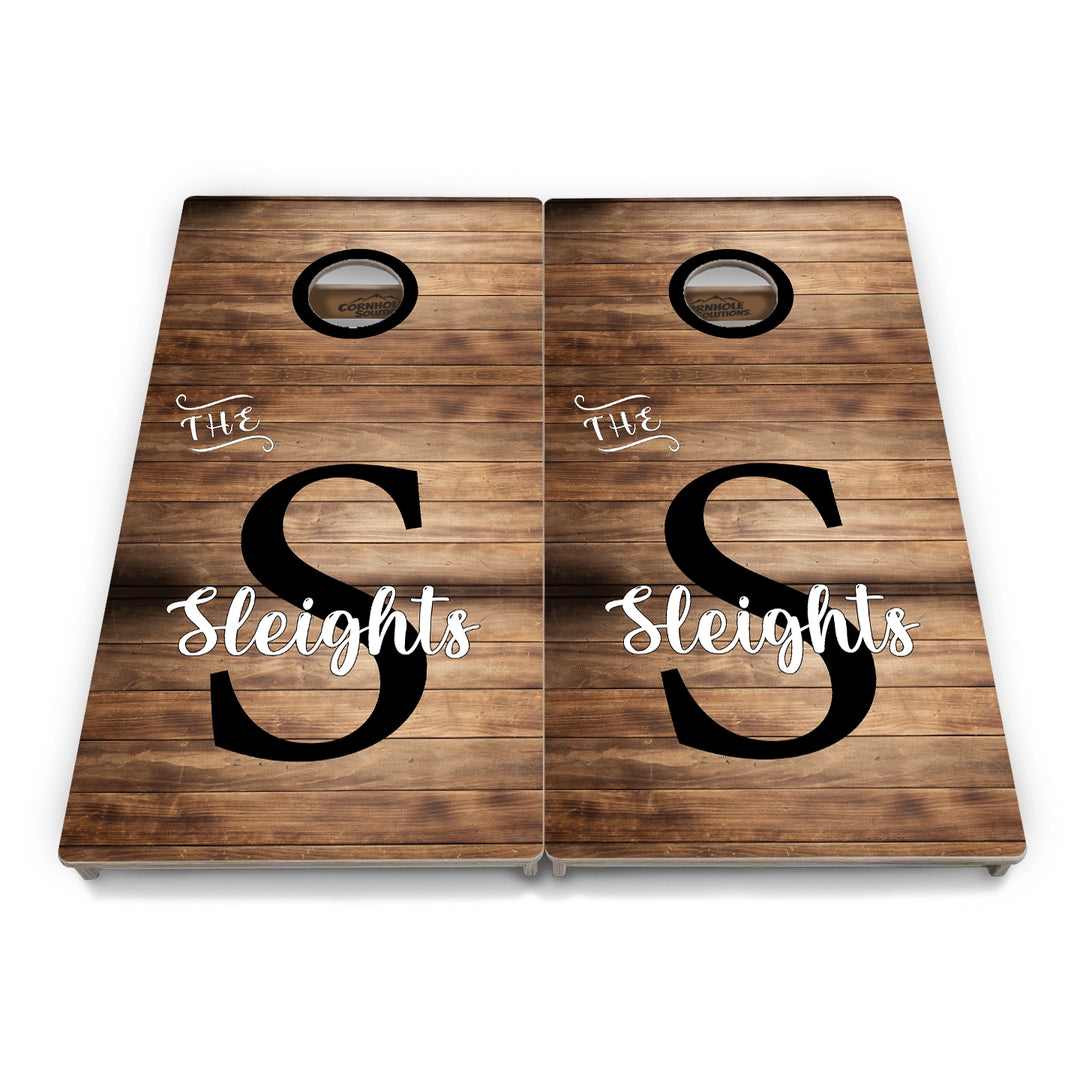 Rustic Wood Monogram Cornhole Boards – Tournament Series