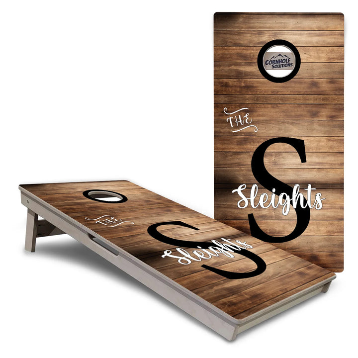 Rustic Wood Monogram Cornhole Boards – Tournament Series