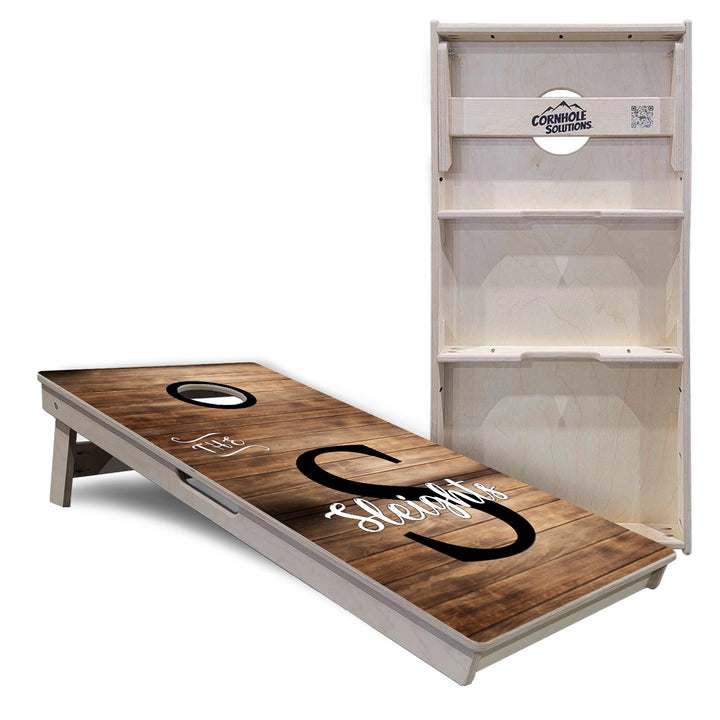 Rustic Wood Monogram Cornhole Boards – Tournament Series