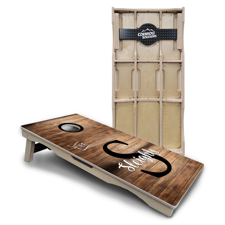 Rustic Wood Monogram Cornhole Boards – Pro Lite or Pro Elite