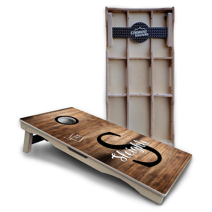 Rustic Wood Monogram Cornhole Boards – Pro Lite or Pro Elite