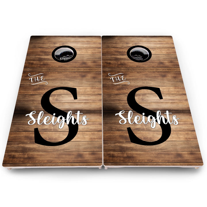 Rustic Wood Monogram Cornhole Boards – Pro Lite or Pro Elite