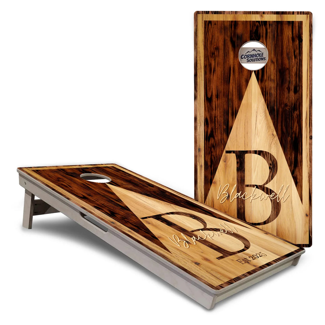 Two-Tone Woodgrain Letter Cornhole Boards – Tournament Series