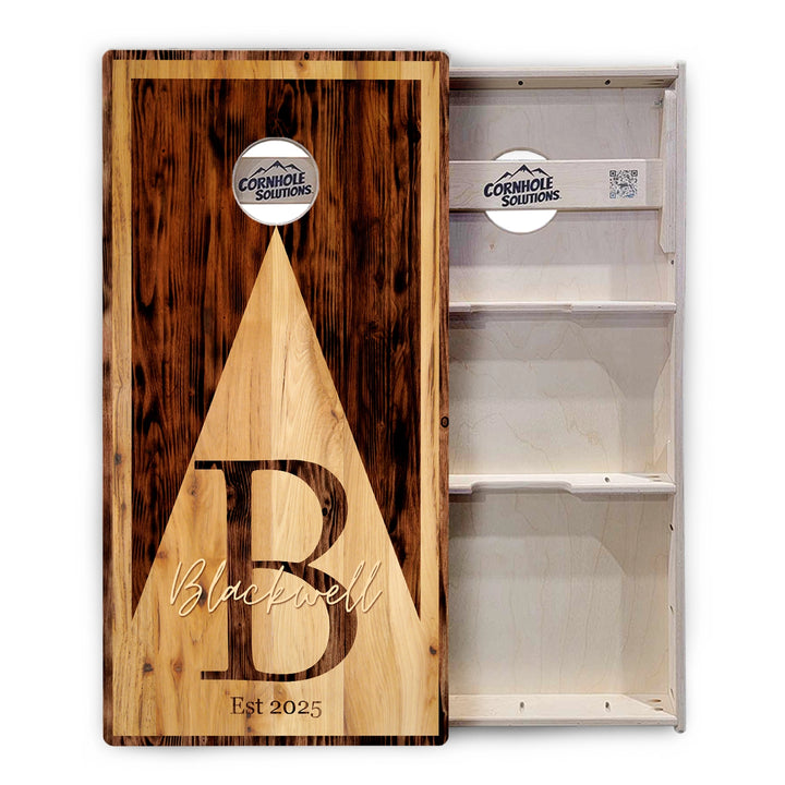Two-Tone Woodgrain Letter Cornhole Boards – Tournament Series