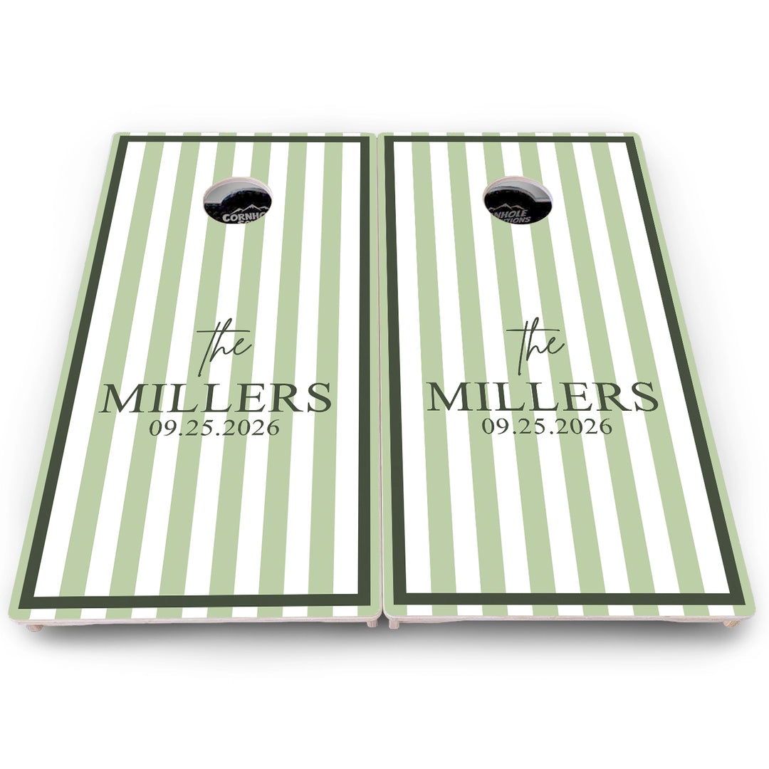 Striped Family Name Cornhole Boards – Pro Lite or Pro Elite