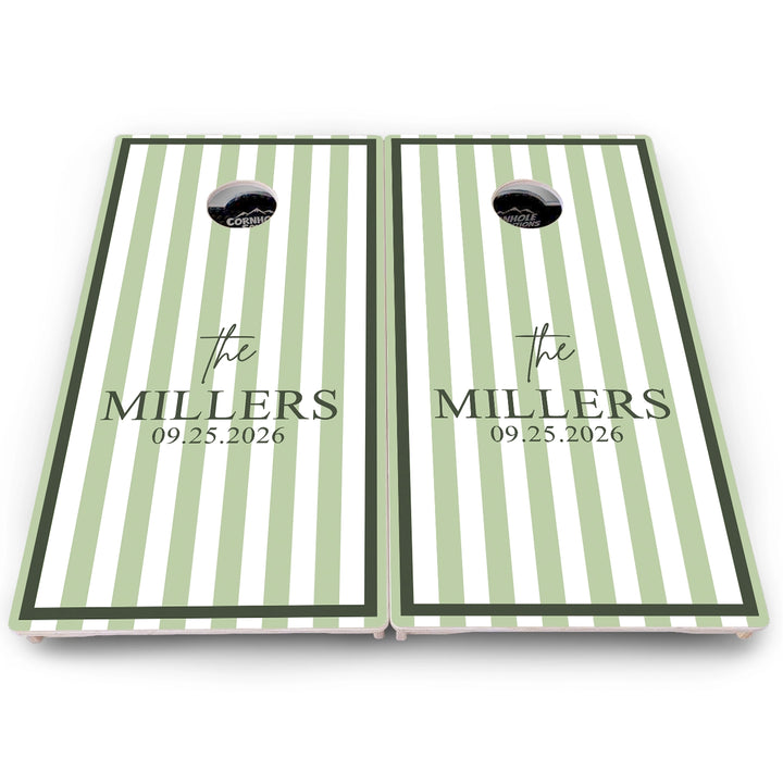 Striped Family Name Cornhole Boards – Pro Lite or Pro Elite