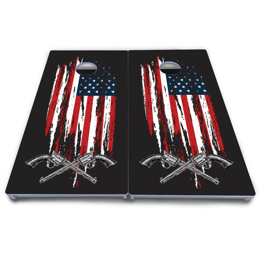 Guns & Flag Cornhole Boards - All Weather Series