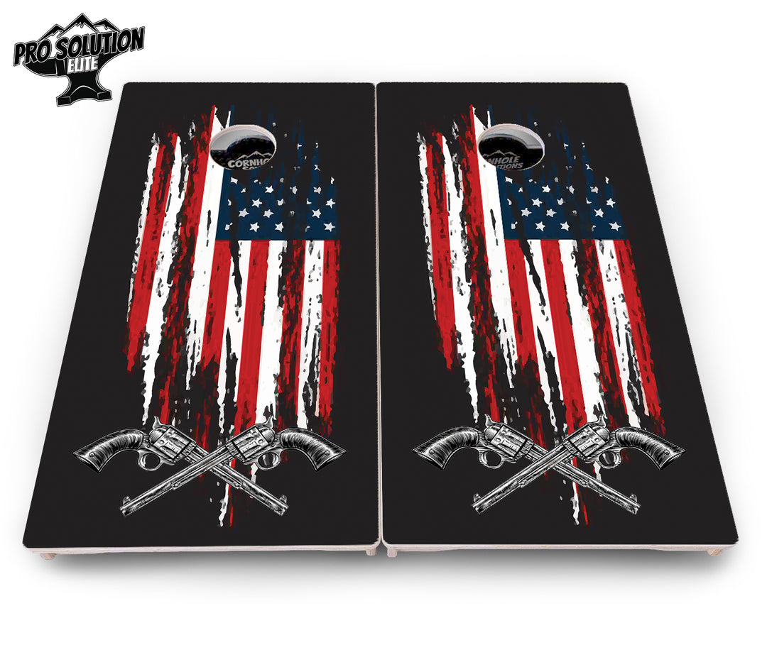 Guns & Flag Cornhole Boards - Pro Solution Elite Series