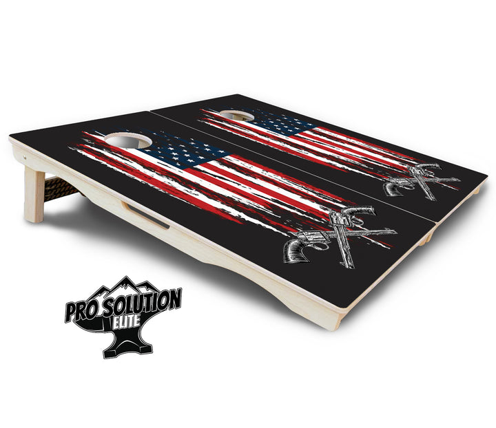 Guns & Flag Cornhole Boards - Pro Solution Elite Series
