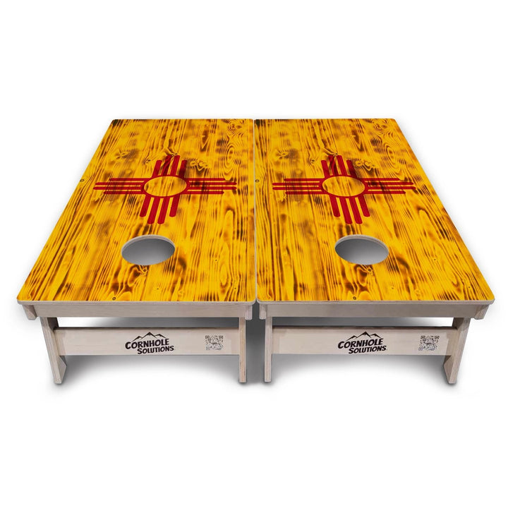 Rustic New Mexico Flag Cornhole Boards – Tournament Series