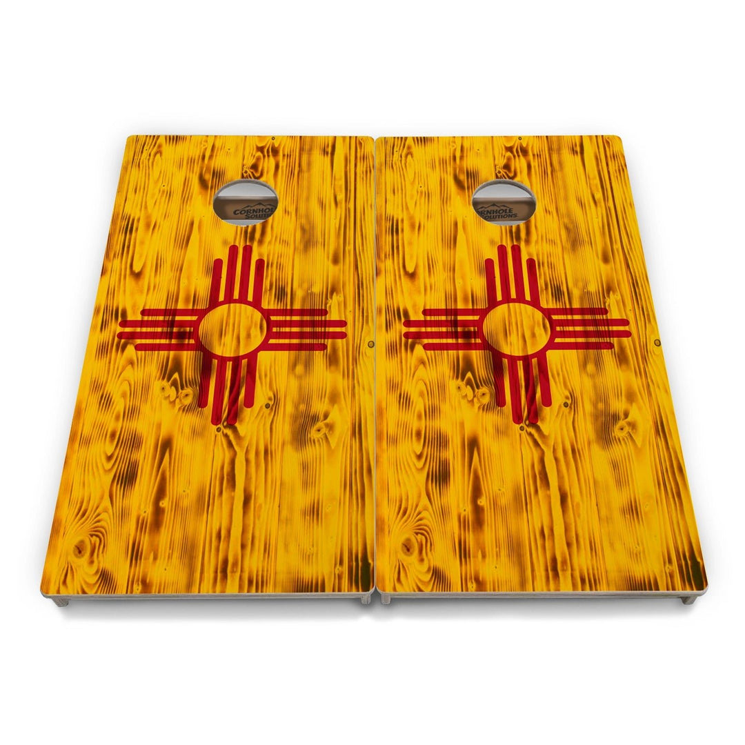Rustic New Mexico Flag Cornhole Boards – Tournament Series