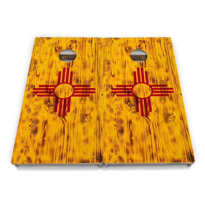 Rustic New Mexico Flag Cornhole Boards – Tournament Series