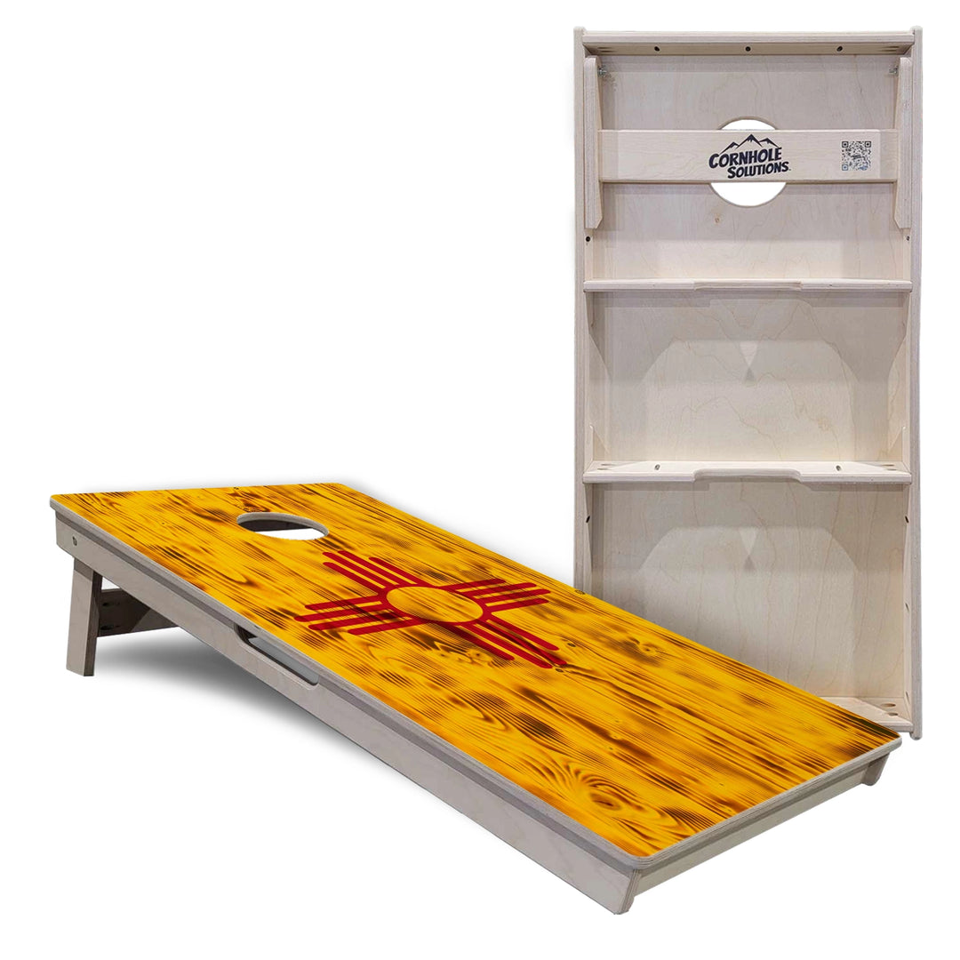 Rustic New Mexico Flag Cornhole Boards – Tournament Series