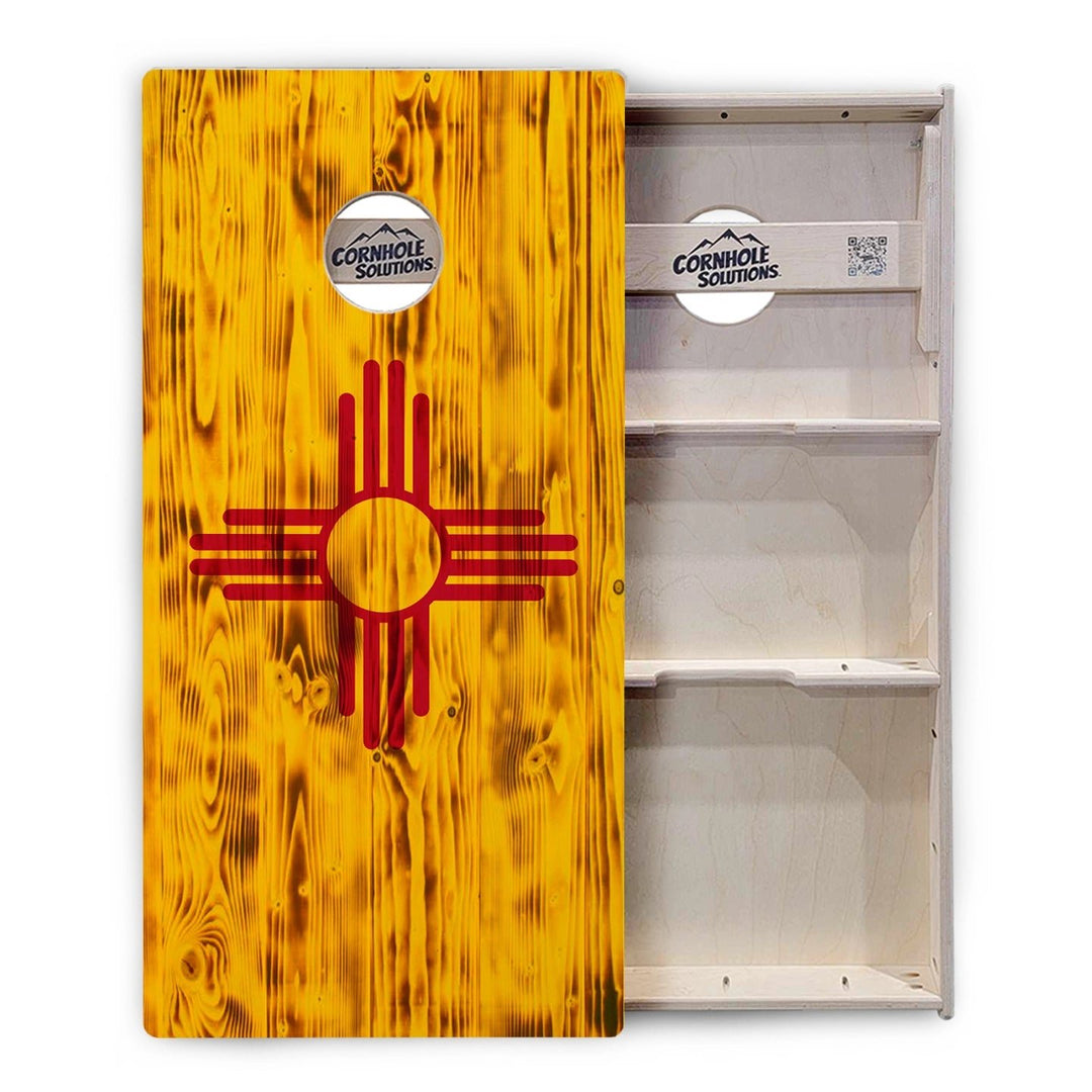 Rustic New Mexico Flag Cornhole Boards – Tournament Series