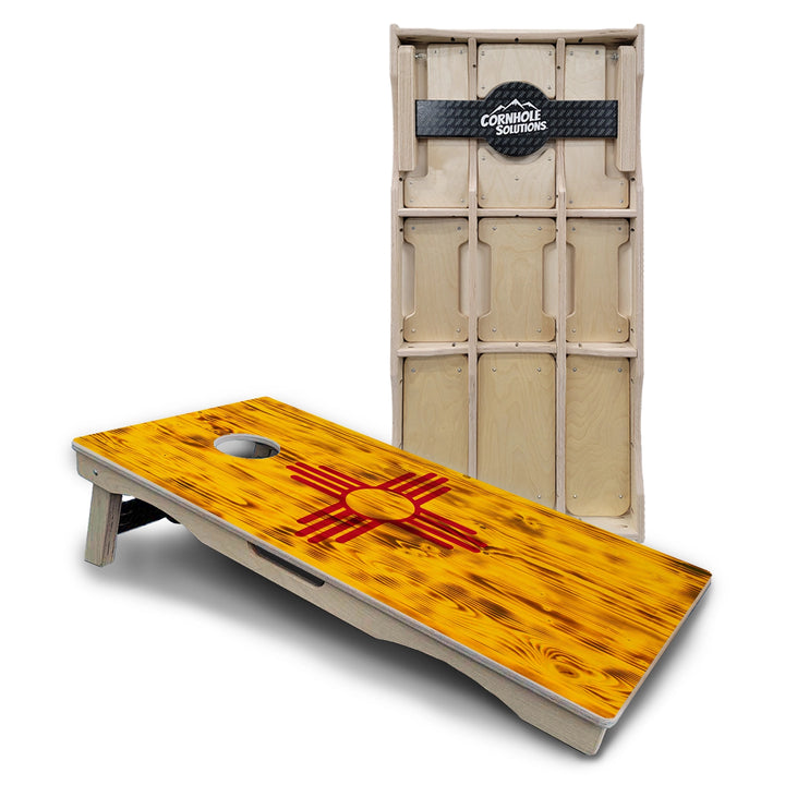 Rustic New Mexico Flag Cornhole Boards – Pro Lite or Pro Elite