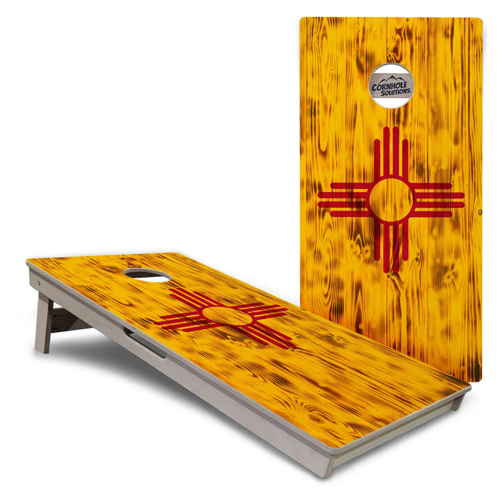 Rustic New Mexico Flag Cornhole Boards – Tournament Series