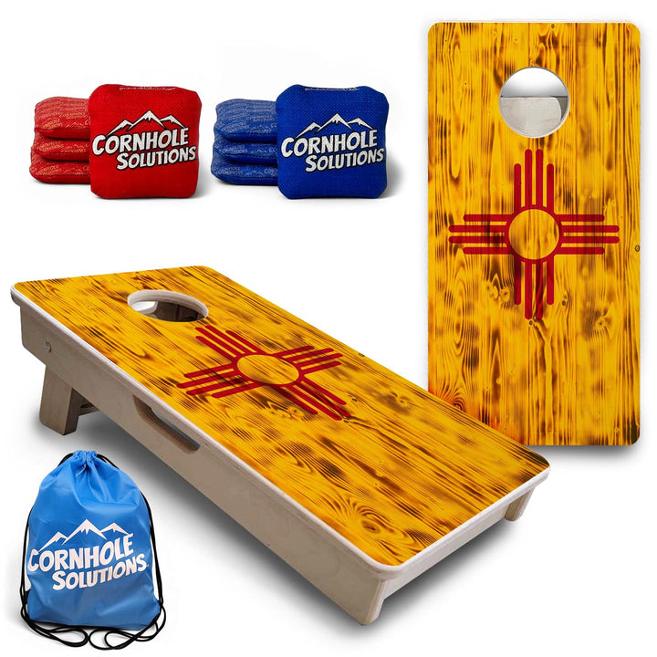 New Mexico Burnt Flag - Mini or Vacation Size Cornhole Boards