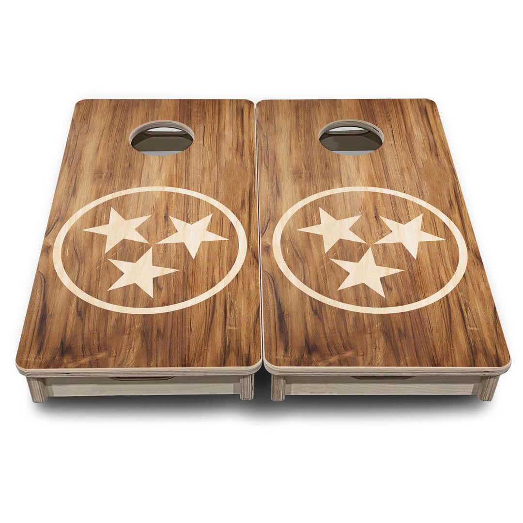 TN Tri-Star Woodgrain - Mini or Vacation Size Cornhole Boards