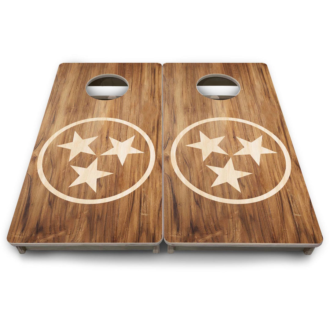 TN Tri-Star Woodgrain - Mini or Vacation Size Cornhole Boards