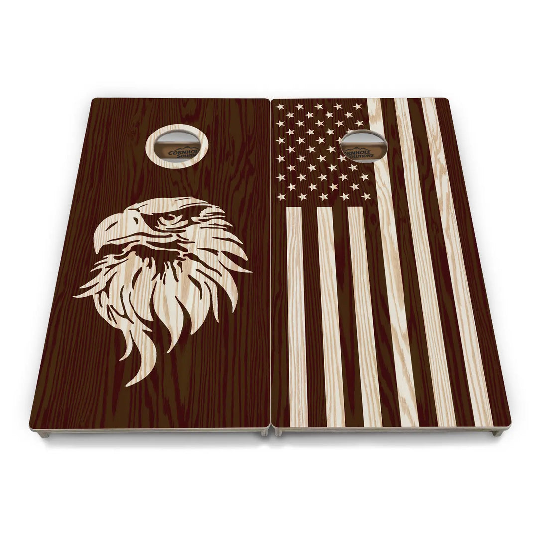 Stain Look Eagle & Flag Cornhole Boards – Tournament Series