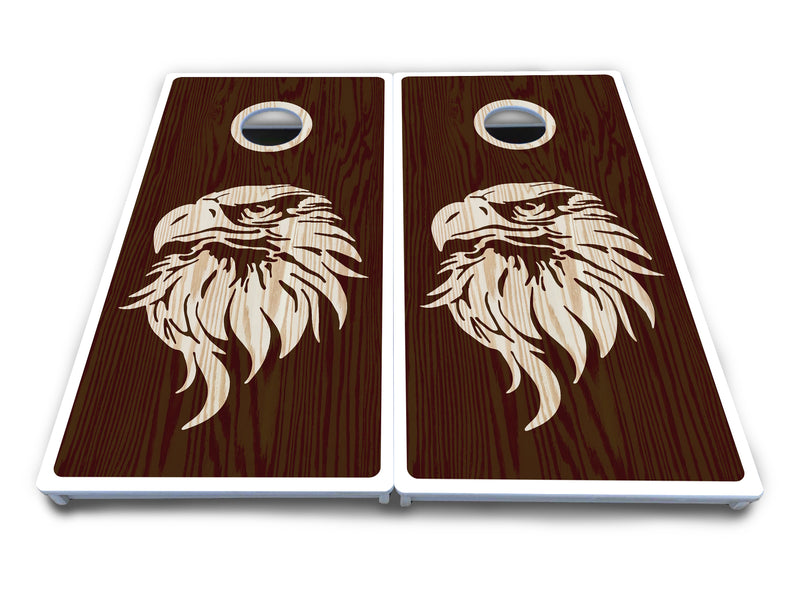 Waterproof - Stained Flag & Eagle Design Options - All Weather Boards "Outdoor Solution" 18mm(3/4")Direct UV Printed - Regulation 2' by 4' Cornhole Boards (Set of 2 Boards) Double Thick Legs, with Leg Brace & Dual Support Braces!