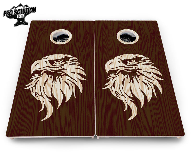 Pro Solution Elite - Stained Eagle & Flag Design Options - Professional Tournament Cornhole Boards 3/4" Baltic Birch - Zero Bounce Zero Movement Vertical Interlocking Braces for Extra Weight & Stability +Double Thick Legs +Airmail Blocker