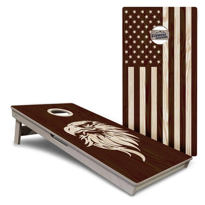 Stain Look Eagle & Flag Cornhole Boards – Tournament Series