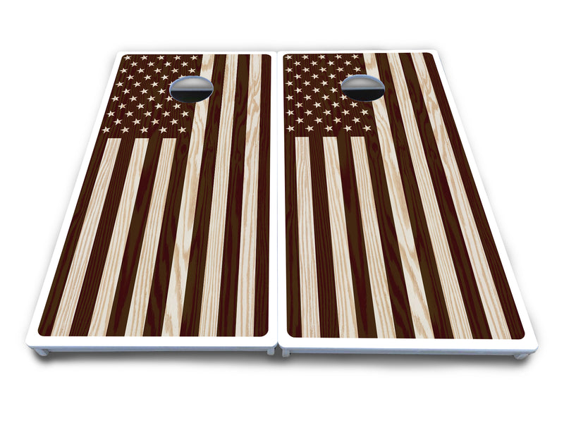 Waterproof - Stained Flag & Eagle Design Options - All Weather Boards "Outdoor Solution" 18mm(3/4")Direct UV Printed - Regulation 2' by 4' Cornhole Boards (Set of 2 Boards) Double Thick Legs, with Leg Brace & Dual Support Braces!