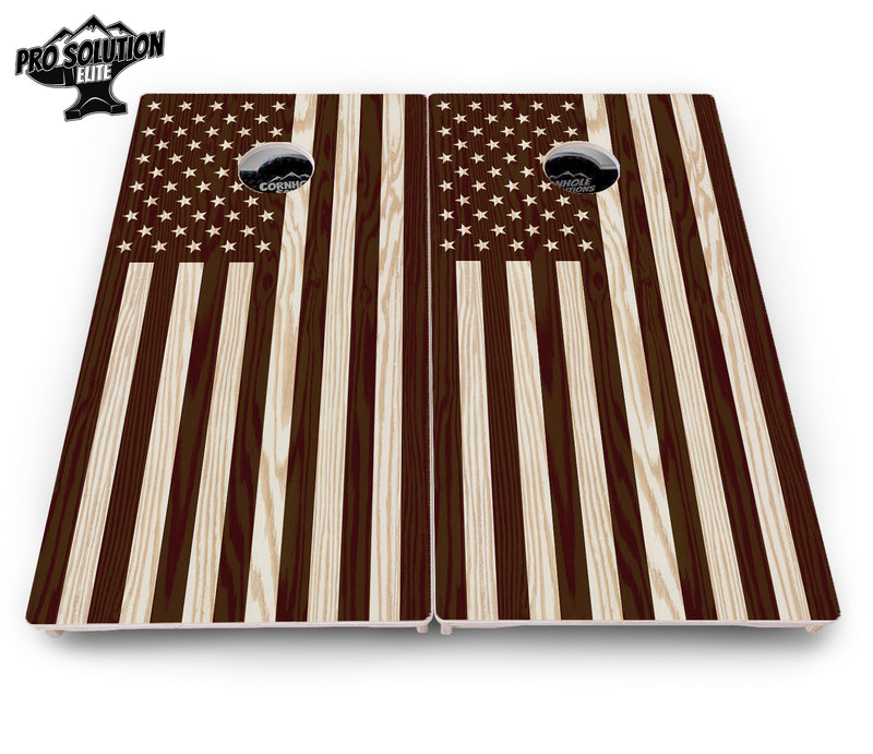 Pro Solution Elite - Stained Eagle & Flag Design Options - Professional Tournament Cornhole Boards 3/4" Baltic Birch - Zero Bounce Zero Movement Vertical Interlocking Braces for Extra Weight & Stability +Double Thick Legs +Airmail Blocker