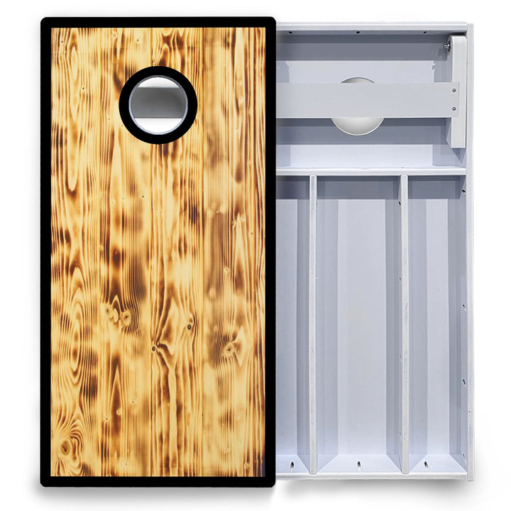 Burnt Wood Black Border Cornhole Boards - All Weather Series