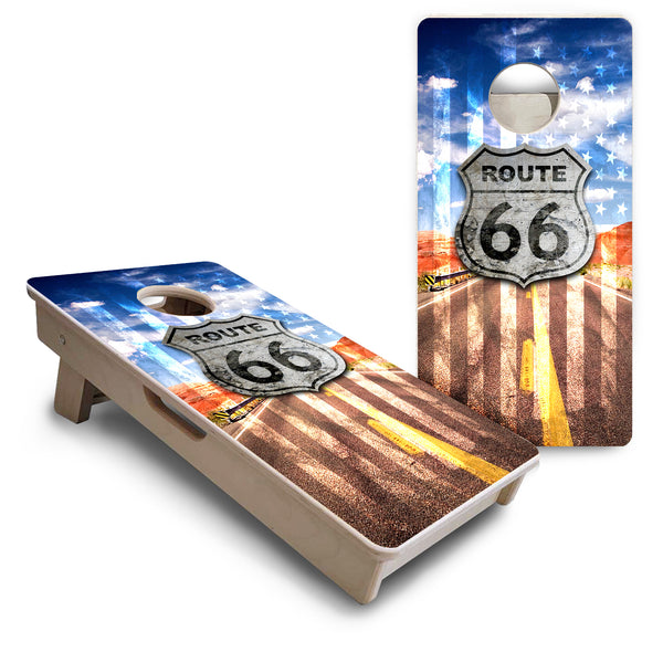 Mini Cornhole 12"x24" Boards - 4" holes - Route 66 - 3/4″ Baltic Birch