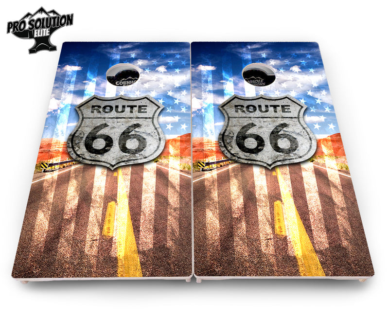 Pro Solution Elite - Route 66 - Professional Tournament Cornhole Boards 3/4" Baltic Birch - Zero Bounce Zero Movement Vertical Interlocking Braces for Extra Weight & Stability +Double Thick Legs +Airmail Blocker