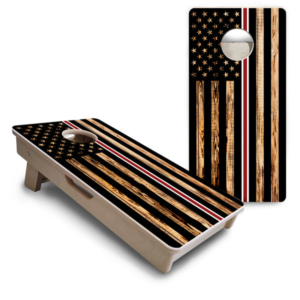 Mini Cornhole 12"x24" Boards - 4" holes - Nurse Thin Line Flag - 3/4″ Baltic Birch