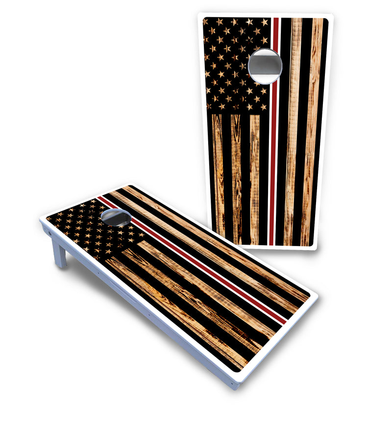 Waterproof - Nurse Thin Line Flag - All Weather Boards "Outdoor Solution" 18mm(3/4")Direct UV Printed - Regulation 2' by 4' Cornhole Boards (Set of 2 Boards) Double Thick Legs, with Leg Brace & Dual Support Braces!