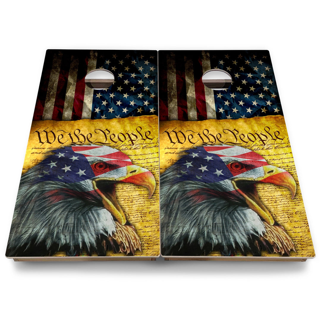 Eagle Flag Cornhole Boards - Backyard Series