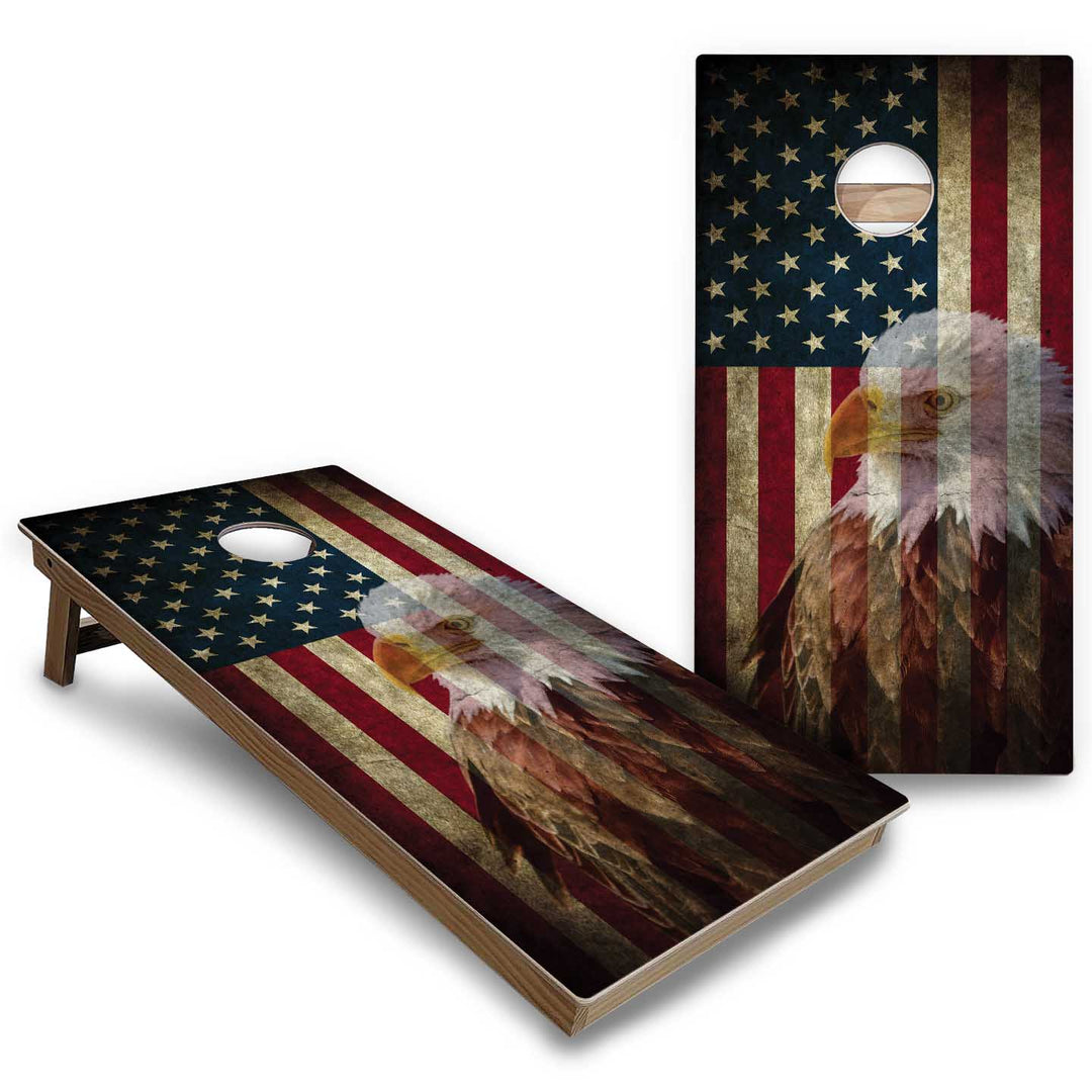 Eagle Flag Cornhole Boards - Backyard Series