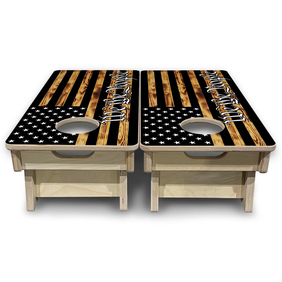 WTP Burnt Flag - Mini or Vacation Size Cornhole Boards