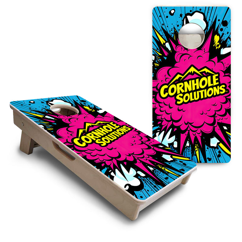 Mini Cornhole 12"x24" Boards - 4" holes - CS Pink Explosion - 3/4″ Baltic Birch