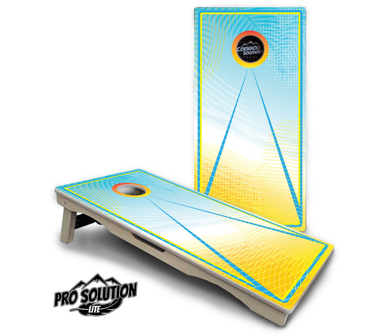 Pro Solution Lite - Summertime Design Options - Professional Tournament Cornhole Boards 3/4" Baltic Birch - Zero Bounce Zero Movement Vertical Interlocking Braces for Extra Weight & Stability +Double Thick Legs +Airmail Blocker