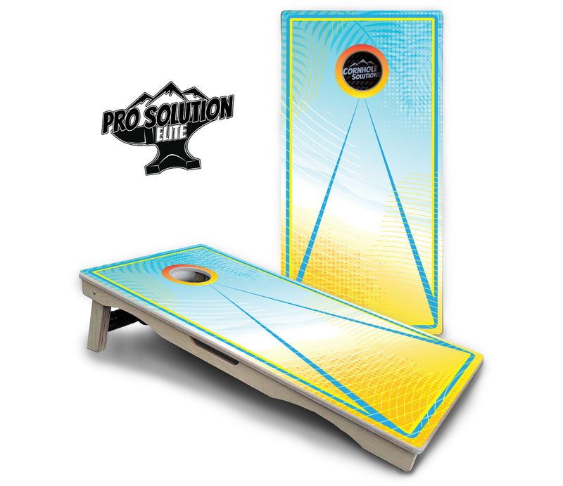 Pro Solution Elite - Summertime Design Options - Professional Tournament Cornhole Boards 3/4" Baltic Birch - Zero Bounce Zero Movement Vertical Interlocking Braces for Extra Weight & Stability +Double Thick Legs +Airmail Blocker