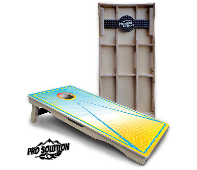 Pro Solution Lite - Summertime Design Options - Professional Tournament Cornhole Boards 3/4" Baltic Birch - Zero Bounce Zero Movement Vertical Interlocking Braces for Extra Weight & Stability +Double Thick Legs +Airmail Blocker