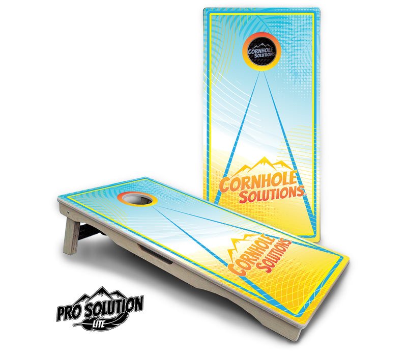 Pro Solution Lite - Summertime Design Options - Professional Tournament Cornhole Boards 3/4" Baltic Birch - Zero Bounce Zero Movement Vertical Interlocking Braces for Extra Weight & Stability +Double Thick Legs +Airmail Blocker