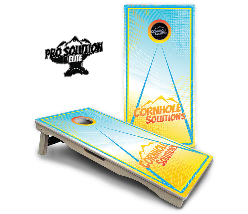 Pro Solution Elite - Summertime Design Options - Professional Tournament Cornhole Boards 3/4" Baltic Birch - Zero Bounce Zero Movement Vertical Interlocking Braces for Extra Weight & Stability +Double Thick Legs +Airmail Blocker