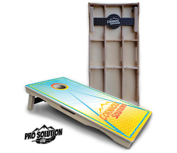 Pro Solution Lite - Summertime Design Options - Professional Tournament Cornhole Boards 3/4" Baltic Birch - Zero Bounce Zero Movement Vertical Interlocking Braces for Extra Weight & Stability +Double Thick Legs +Airmail Blocker