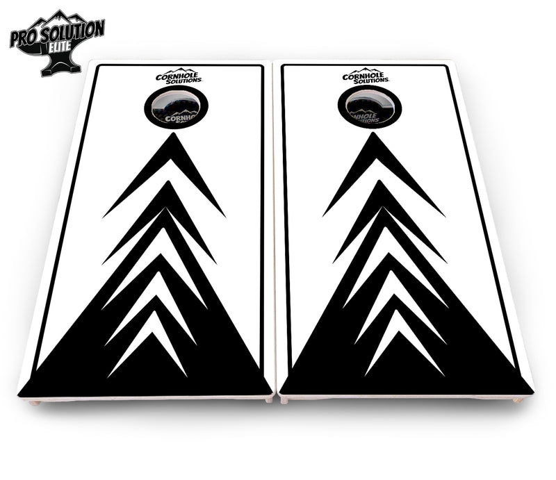 Pro Solution Elite - Black & White Arrow Design - Professional Tournament Cornhole Boards 3/4" Baltic Birch - Zero Bounce Zero Movement Vertical Interlocking Braces for Extra Weight & Stability +Double Thick Legs +Airmail Blocker