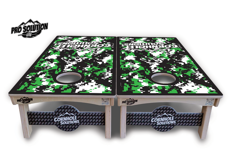 Pro Solution Lite - Digital Camo - Professional Tournament Cornhole Boards 3/4" Baltic Birch - Zero Bounce Zero Movement Vertical Interlocking Braces for Extra Weight & Stability +Double Thick Legs +Airmail Blocker