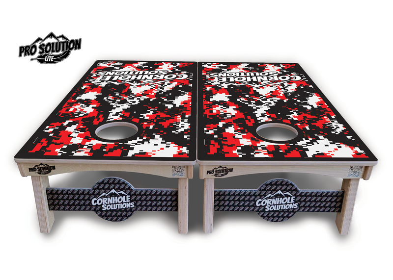 Pro Solution Lite - Digital Camo - Professional Tournament Cornhole Boards 3/4" Baltic Birch - Zero Bounce Zero Movement Vertical Interlocking Braces for Extra Weight & Stability +Double Thick Legs +Airmail Blocker